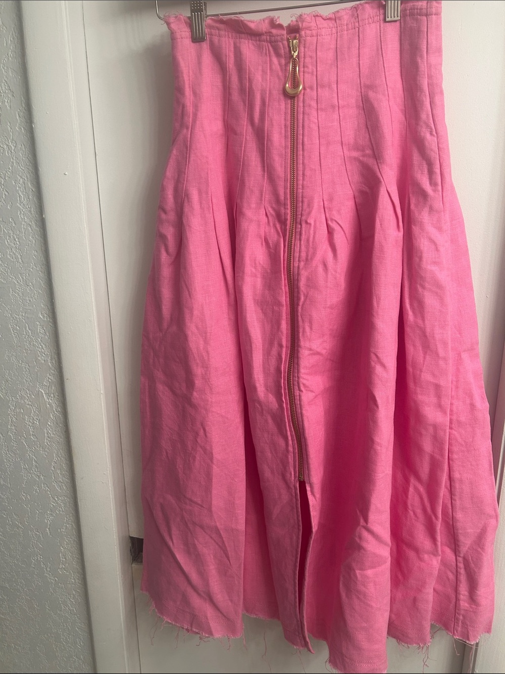 Aje Pink Midi Skirt with Front Zip